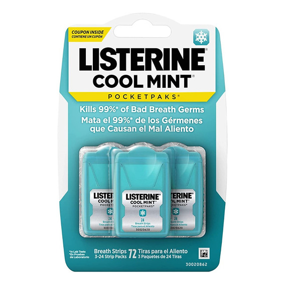 Listerine Laminas To Go Travel Size Cool Mint 3 Pack