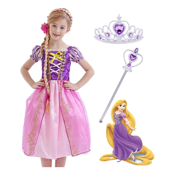 Disfraz De Vestido Rapunzel Princesa Niña Cumpleaños Cosplay