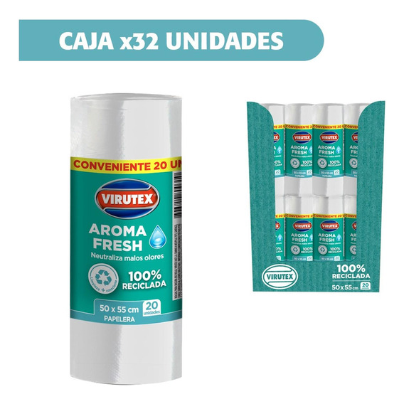 Caja 32 Rollos De Bolsas Basura Blanca  50x55 20u Virutex