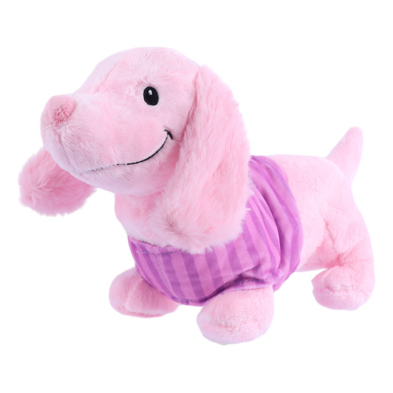 Miniso Peluche Perrito Salchicha Con Camisa Felpa Rosa 4.2x3