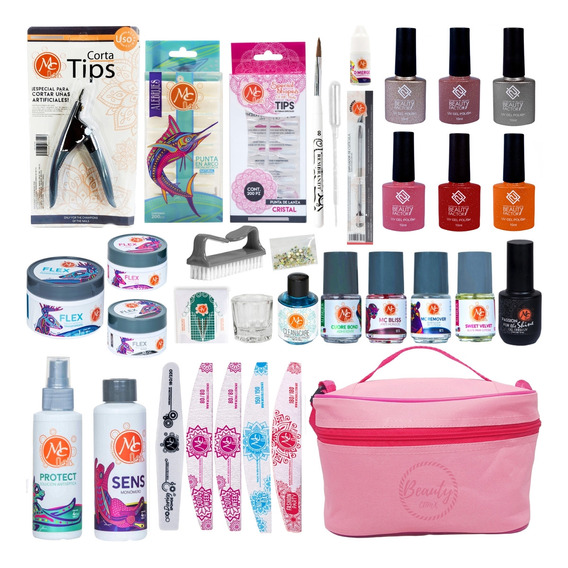 Kit Profesional Uñas Acrilicas Mc Nails + 6 Geles De Color