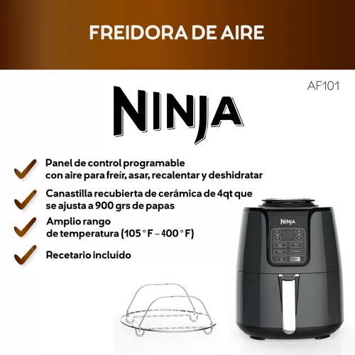 Freidora de aire Ninja AF101 de 3.8L color negro 120V