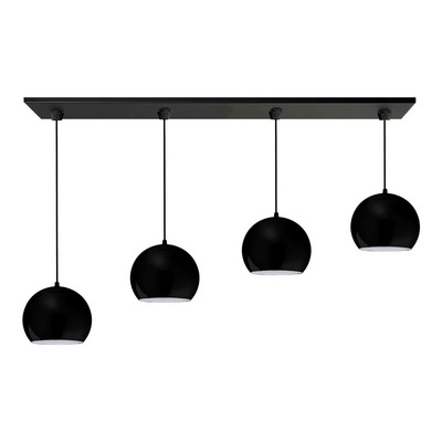 Colgante 4 Luces Bocha 15cm Negro Apto Led E27 Deco Moderno