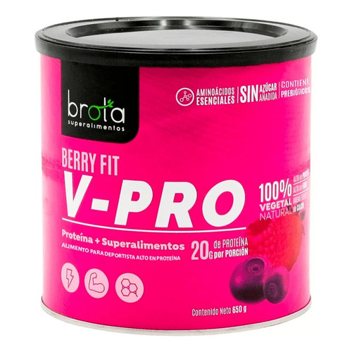 Proteína Vegetal Vegana (brota) V-pro Berry Fit 650gr 