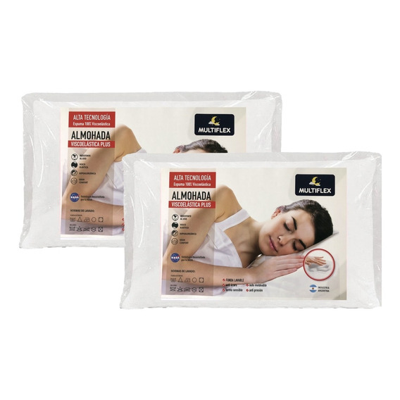 Almohada Viscoelástica Intelig Multiflex 60x40x12 Cm Pack 2