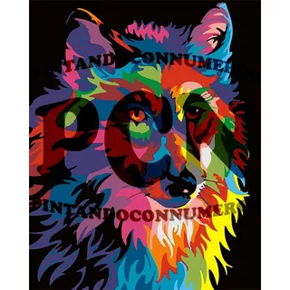 Pcn - Pintando Con Numeros - 39-lobo Colores-40x30