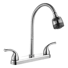 Mezcladora Para Fregadero Cuello Flexible Cocina Abs Meer Acabado Brillante Color Plateado