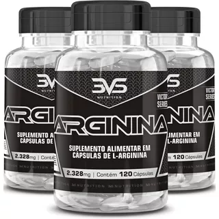 3 Potes Da Arginina 100% Pura Fórmula Exclusiva Para A Vasodilatação Dos Músculos Com 2328mg De Arginina Por Dose 360 Cápsulas