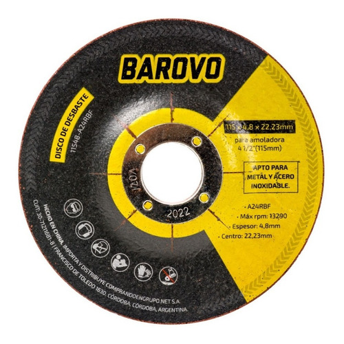 Combo Discos Desbaste Para Metal X5 4 1/2'' Barovo