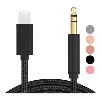 Cable Auxiliar De Audio Para iPhone Lightning A Jack 3.5mm Color Negro