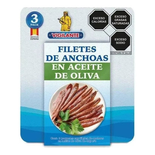 Vigilante Filetes De Anchoas En Aceite De Oliva 3 Pack/48 G