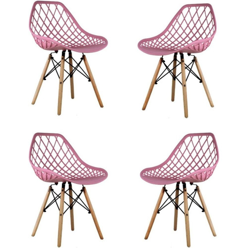 Set 4 Sillas Para Comedor Estilo Eames Rosa