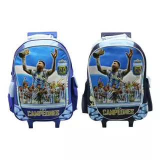 Mochila 18p Carrito Afa Selección Argentina Messi Copa Color Azul Diseño De La Tela Estampado