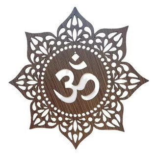Simbolo Om Shanti Om Mandala Decorada 25cm Colorida Yoga