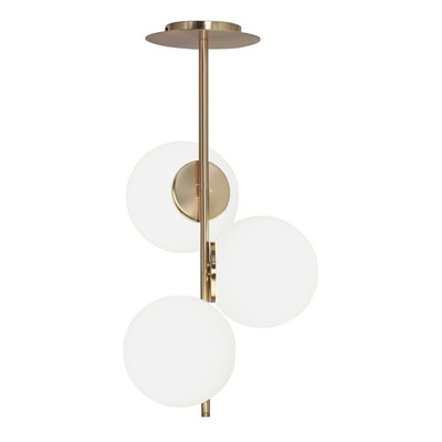 Lampara De Techo 3 Luces Best Dorado Globo Opal Apto Led