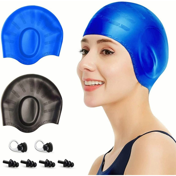 2 Pcs Gorro Natación Silicona Impermeable Flexible Unisexo