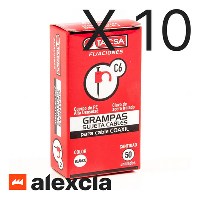 Grampas Sujeta Cable Tacsa N° 6 Para Cable Coaxil X 10 Cajas