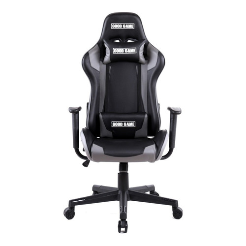 Silla de escritorio Good Game Pro ergonómica  negro y gris con tapizado de cuero sintético