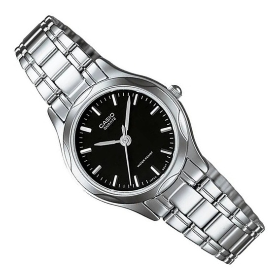 Reloj Para Mujer Casio Ltp_1275d_1a Plateado Color del fondo Negro