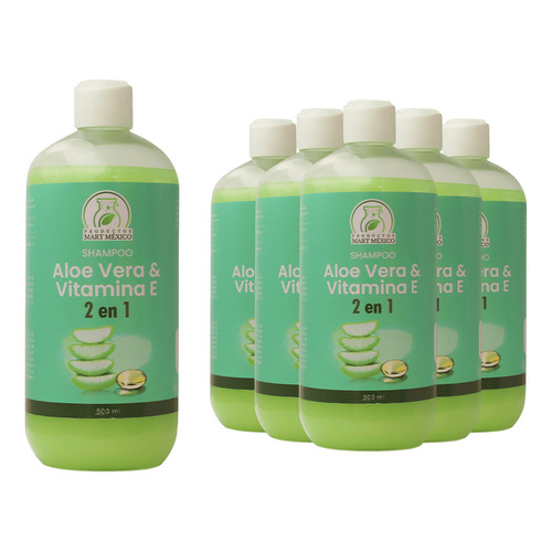  Shampoo Capilar Aloe Vera & Vitamina E 2 En 1 (500ml) 6 Pack