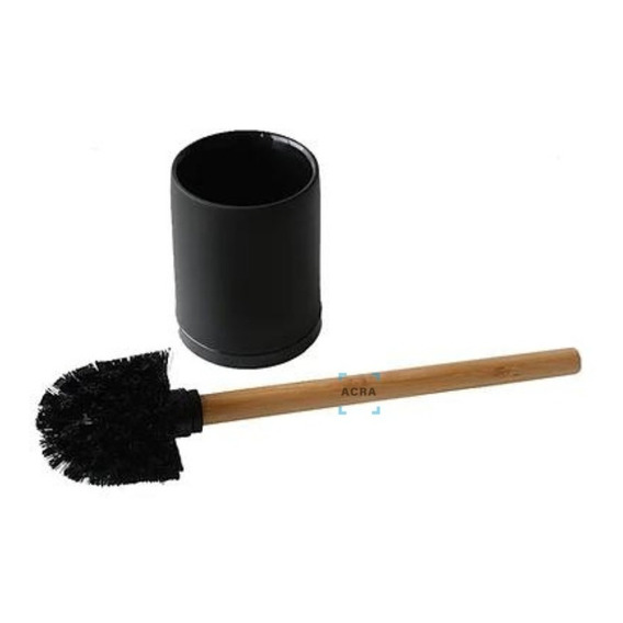 Cepillo De Inodoro En Color Negro Y Bambú Acra