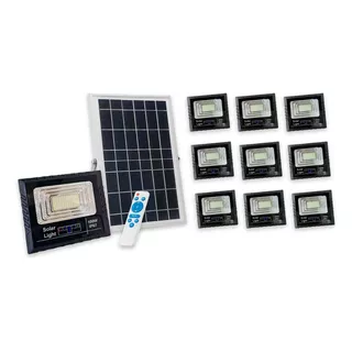 Pack X 10 Foco Reflector Led 100w C/panel Solar Luz Exterior