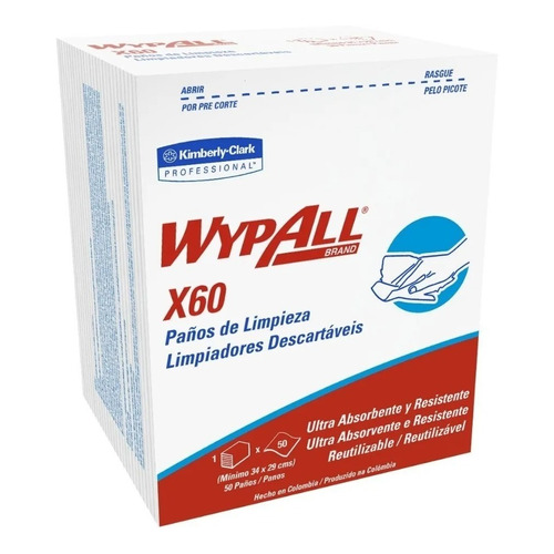 Paño de limpieza Kimberly Clark . paño blanco 50 u pack x 50