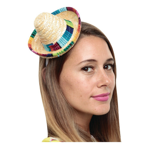 Diadema Sombrero Mexicano Palma Color Beige