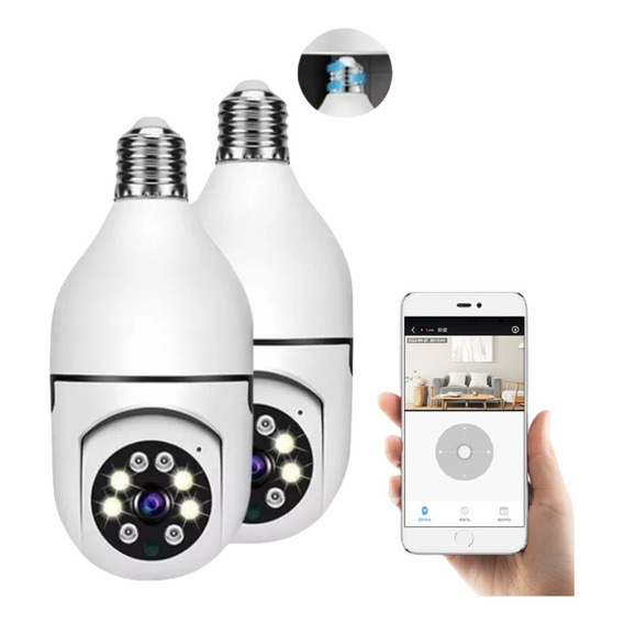 2pcs Ptz Spotlight Cámara De Seguridad 1080p Wifi W / Alarma