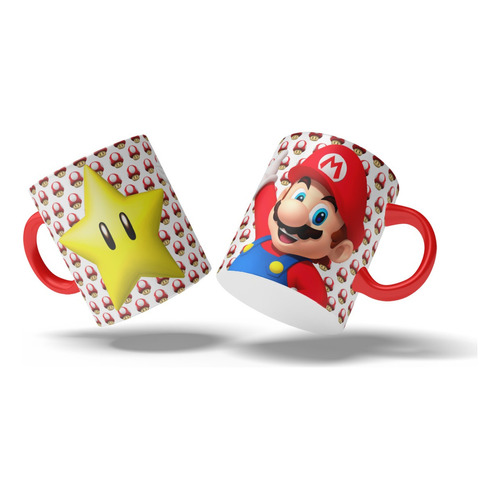 Mugs Mario Bros Pocillo X 36 Unid Fiestas Sorpresa Recordato Color Rojo