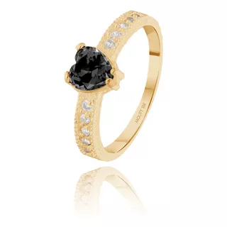 Anillo Promesa Fanny Oro 18 Kilates C. Negra Mouty