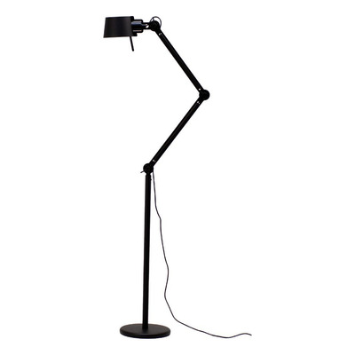 Lampara De Pie London E27 Movil Mic.text Negro Moderno Negro Negro