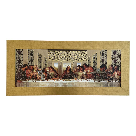 Cuadro Ultima Cena Davinci 105x47cm Marco Liso