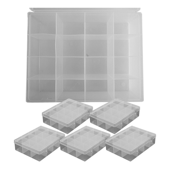 5 Cajas Organizadoras Plásticas 16 Divis Gavetero Multiuso