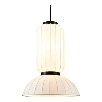 Colgante Olimpo 2 2xe27 Ø45cm Negro C/pantalla Blanca Blanco