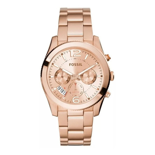 Reloj Fossil Acero Dama Es3885 Perfectboyfriend 100%original Color de la correa Oro Rosa