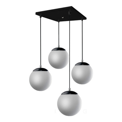 Colgante 4 Luces Globo Opal 15cm Deco Base 30x30cm Apto Led 