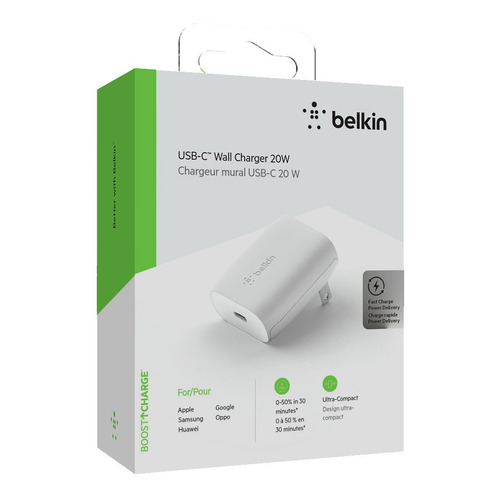 Cargador Belkin Mfi 20w Usb C @ iPhone 13 / Pro / Max / Mini