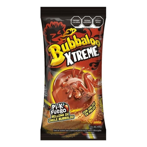 Paleta Bubbaloo Xtreme Pika Fuego Chile En Polvo 20 Paletas