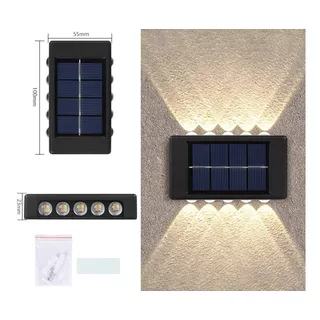 2x Arandela Solar 2 Focos Parede Slim 10 Fachos Led Externa Cor Branco Quente 10 Led