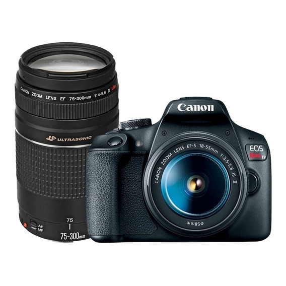  Canon EOS Rebel T7 18-55mm IS II + 75-300mm III Kit DSLR color  negro