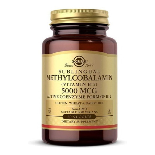 Metilcobalamina Vitamina B12 5000mcg Sublingual 60cap Solgar Sabor Neutro