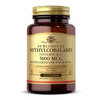 Metilcobalamina Vitamina B12 5000mcg Sublingual 60cap Solgar Sabor Neutro