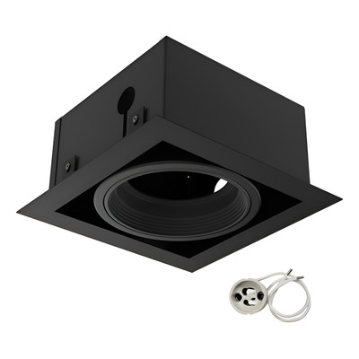 Spot Embutir 1 Luz Negro Apto Led Ar111 Gu10 Cardanico Negro