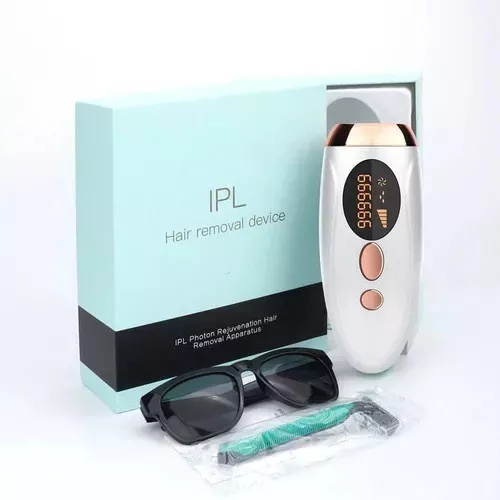 Kit x 3: Depiladora Láser IPL/Luz Pulsada + Gafas de Sol + Rasuradora