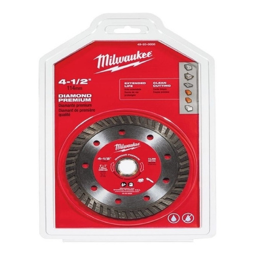 Disco Turbo P/corte De Concreto 4 1/2 Milwaukee 49938008 Color Plateado