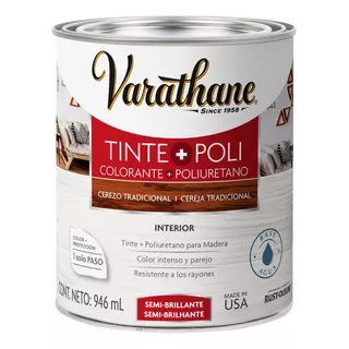 Tinte+poliuretano Para Madera Semi Brillante Varathane 946ml Color Cerezo Tradicional