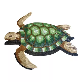 Mosaico Figura Tortuga Tradicional Verde De 1.00 Mt Alberca