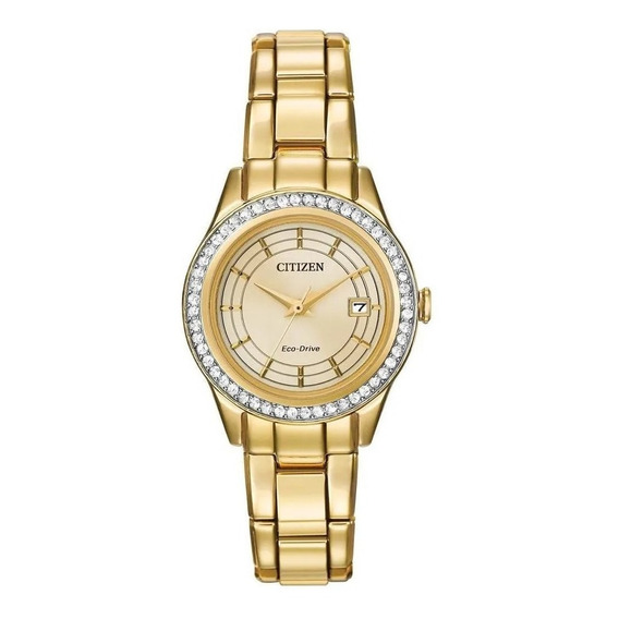 Citizen Silhouette Crystal Gold Tone Fe1122-53p Color de la correa Oro Color del bisel Oro Color del fondo Champange