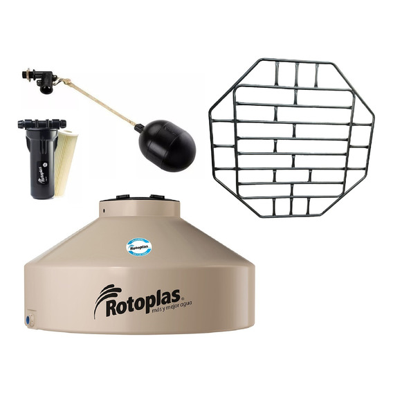 Combo Tanque Agua Rotoplas Chato Flat 1000 L + Filtro + Base